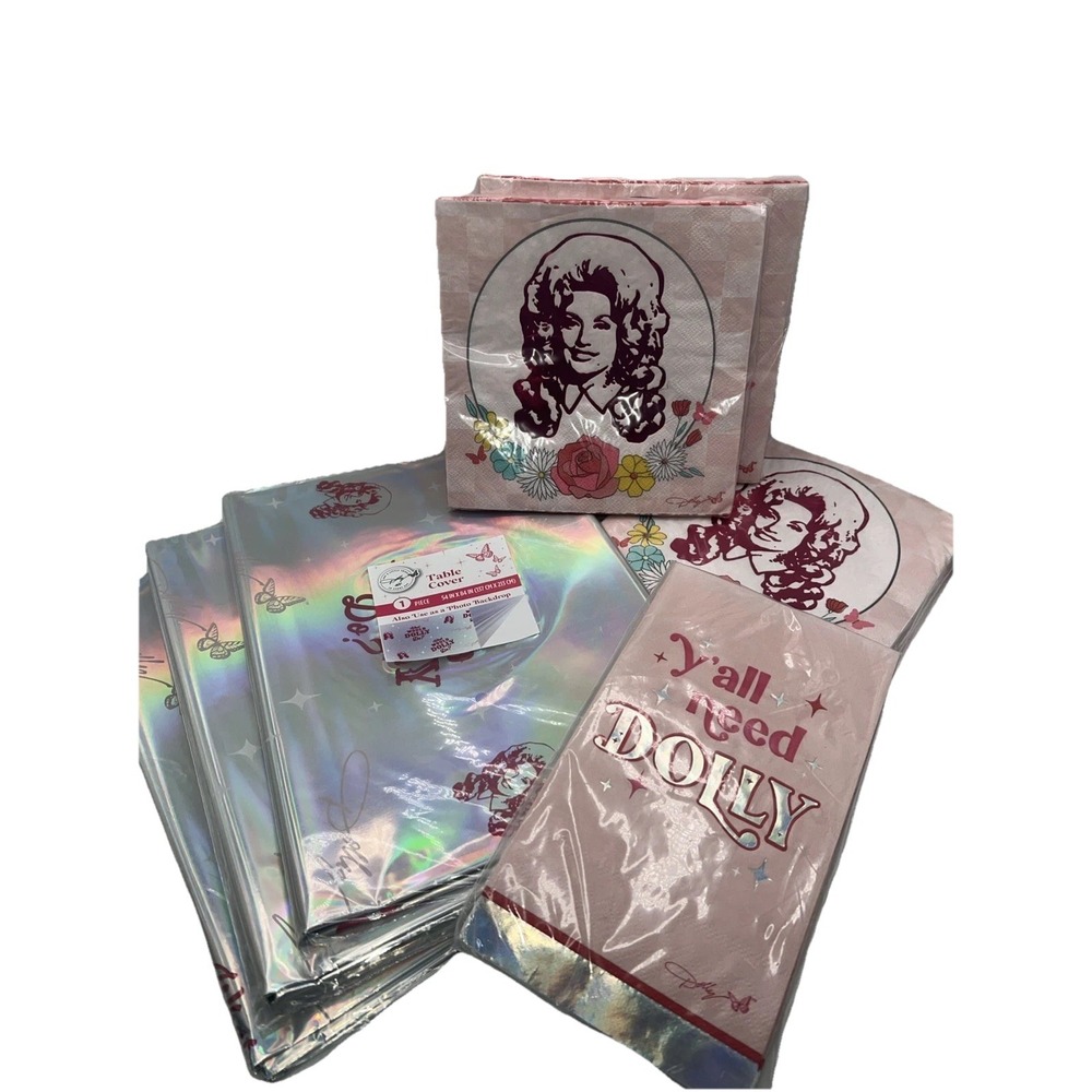 Dolly‎ Parton Lot Of 8 Party Table Cover Backdrop- 3 Napkins- 5 Western Cowgirls
